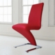 2x Z Shape Red Leatherette Dining Chairs with Stainless Base