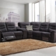 5 Seater Corner Couch Velvet Grey Fabric Recliner Sofa Lounge Set with Quilted Back Cushions