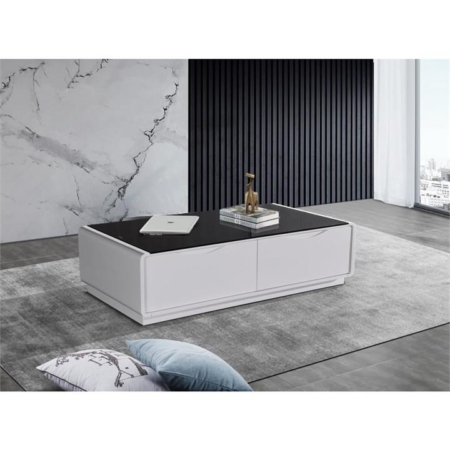 Coffee Table High Gloss Finish MDF Black & White Colour with 2 Drawers Storage