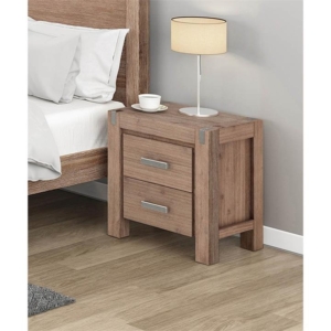 Bedside Table 2 drawers Night Stand Solid Wood Acacia Oak Colour