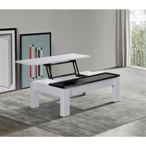 Coffee Table High Gloss Finish Lift Up Top MDF Black & White Colour Interior Storage