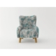 Armchair High back Lounge Accent Chair Designer Printed Fabric Upholstery with Wooden Leg