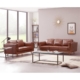 3+2 Seater Sofa Brown Faux Leather Lounge Set for Living Room Couch with Wooden Frame