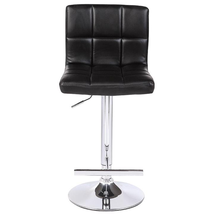 2X Black Bar Stools Faux Leather Mid High Back Adjustable Crome Base Gas Lift Swivel Chairs