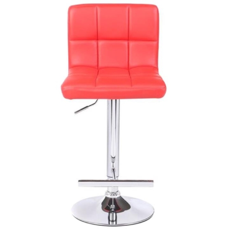 2X Red Bar Stools Faux Leather Mid High Back Adjustable Crome Base Gas Lift Swivel Chairs