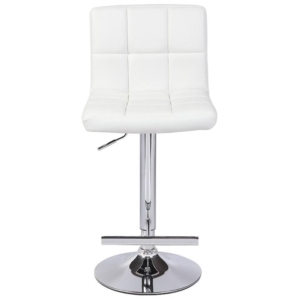 2X White Bar Stools Faux Leather Mid High Back Adjustable Crome Base Gas Lift Swivel Chairs