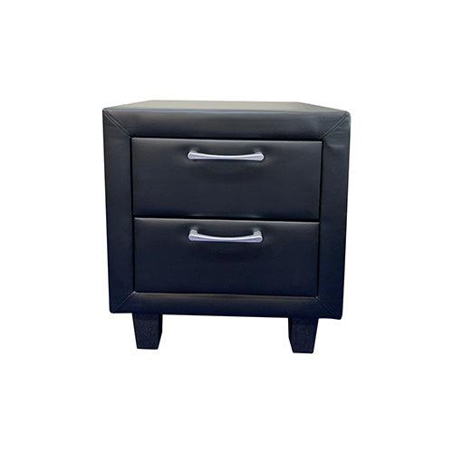 Bedside Table 2 drawers PU Leather Side Table Night Stand Storage in Black Colour