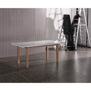 Dining Table White Top High Glossy Wooden Base