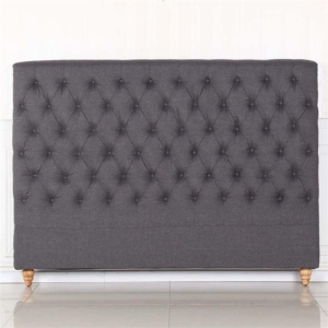 Bed Head King Size French Provincial Headboard Upholsterd Fabric Charcoal