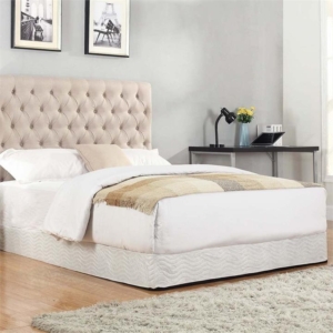 Bed Head Queen Size French Provincial Headboard Upholsterd Fabric Beige