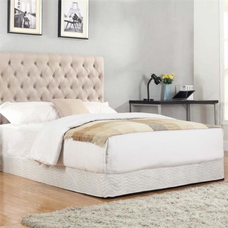 Bed Head Queen Size French Provincial Headboard Upholsterd Fabric Beige