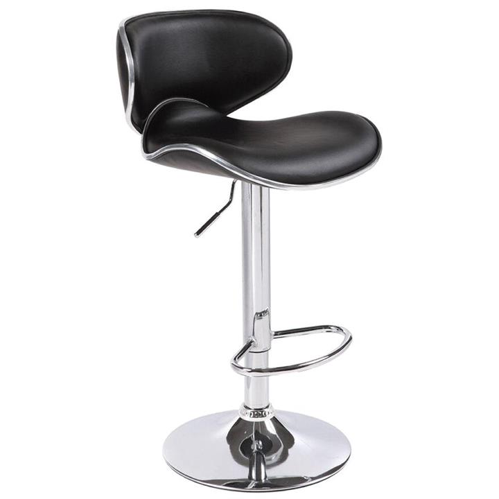 2X Black Bar Stools Faux Leather Mid High Back Adjustable Crome Base Gas Lift Swivel Chairs