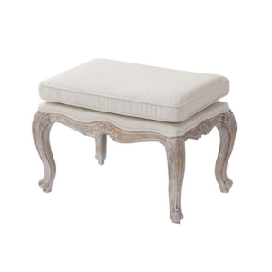 Ottoman Linen Fabric Beige Oak Wood White Washed Finish