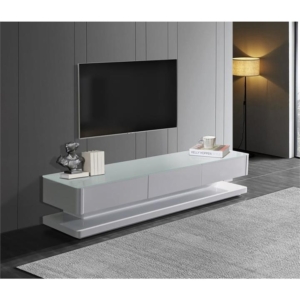 TV Cabinet with 3 Storage Drawers With High Glossy Assembled Entertainment Unit in White colour