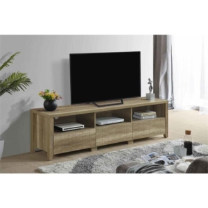 TV Cabinet 3 Storage Drawers with Shelf Natural Wood like MDF Entertainment Unit in Oak Colour