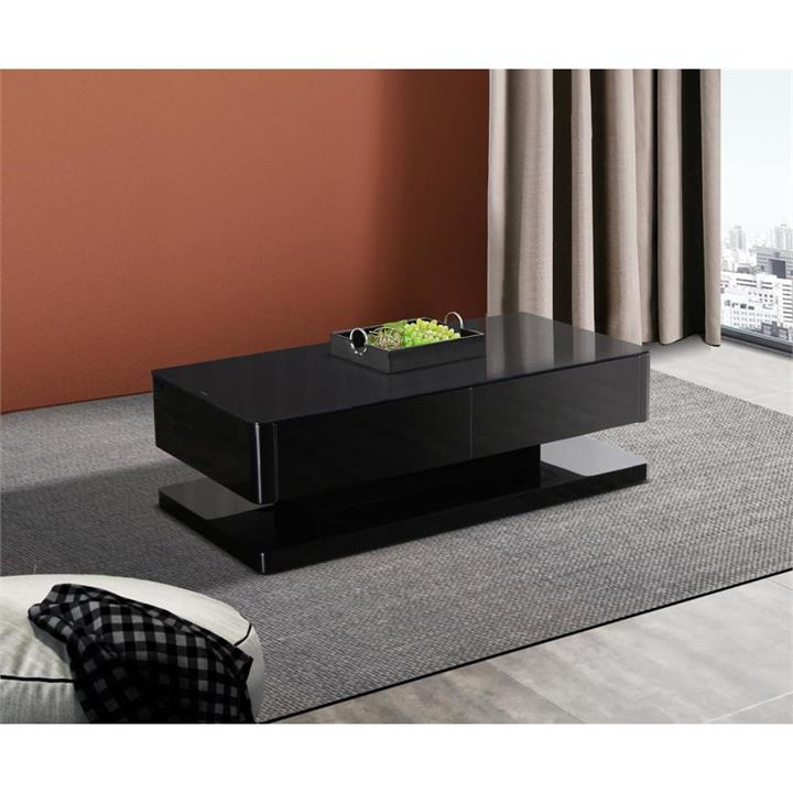 Stylish Coffee Table High Gloss Finish in Shiny Black Colour with 4 Drawers Storage