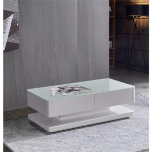 Stylish Coffee Table High Gloss Finish Shiny White Colour with 4 Drawers Storage