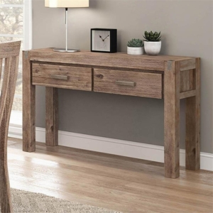 Hall Table 2 Storage Drawers Solid Acacia Wooden Frame Hallway in Oak Color