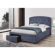 Queen Size Storage Bed Frame Upholtery Navy Blue Fabric with 2 Drawers