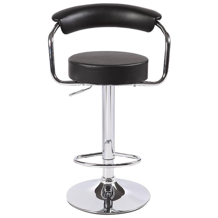 2X Black Bar Stools Faux Leather High Back Adjustable Crome Base Gas Lift Swivel Chairs