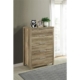 Tallboy with 5 Storage Drawers Natural Wood like MDF in Oak Colour