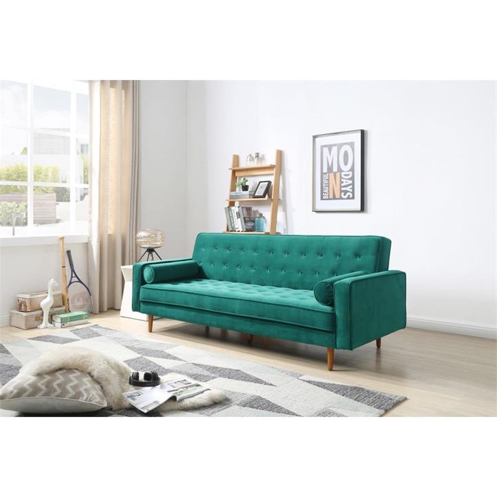 Sofa Bed 3 Seater Button Tufted Lounge Set for Living Room Couch in Velvet Green Colour