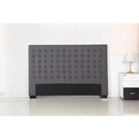 Bed Head King Charcoal Headboard Upholstery Fabric Tufted Buttons