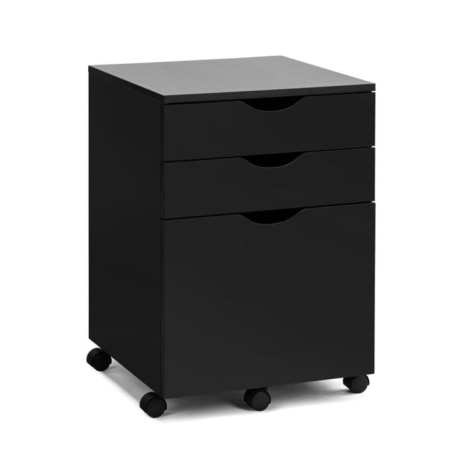 Marias Mobile Pedestal Filing Cabinet Storage Cabinet W/ 3-Drawers - Black