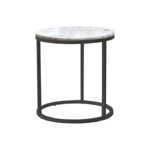 Leonardo Natural Round Marble End Lamp Side Table - White/Black