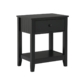 Declan Wooden Open Shelf Bedside Nighstand Side Table W/ 1-Drawer - Black