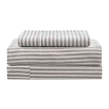 150GSM Stripes Flannelette Bed Sheet Set - Dark Oak
