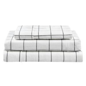 150GSM Check Print Flannelette Bed Sheet Set - Grey