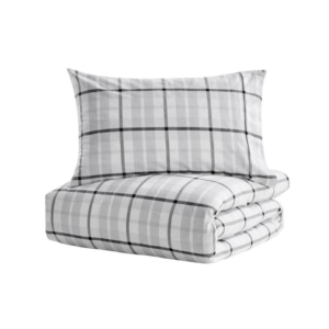150GSM Check Print Flannelette Quilt Cover Set  - Grey
