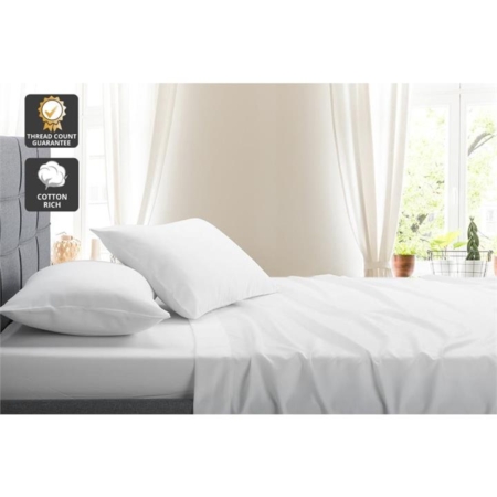 1000TC Cotton Rich Bed Sheet Set - White