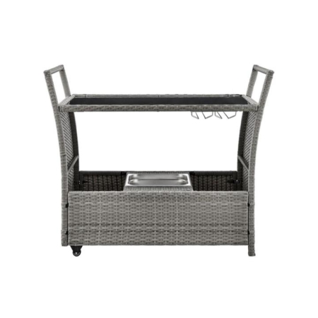 Balmain Outdoor Furniture Bar Cart Table Trolley W/ Ice Bucket- Dark Grey - Dark Grey