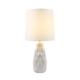 Belyse Modern Textured Ceramic Table Lamp Light Linen Drum Shade - White