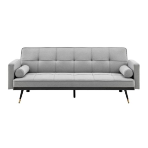 Billi 3-Seater Fabric Button Adjustable Sofa Bed Lounge - Light Grey - Light Grey