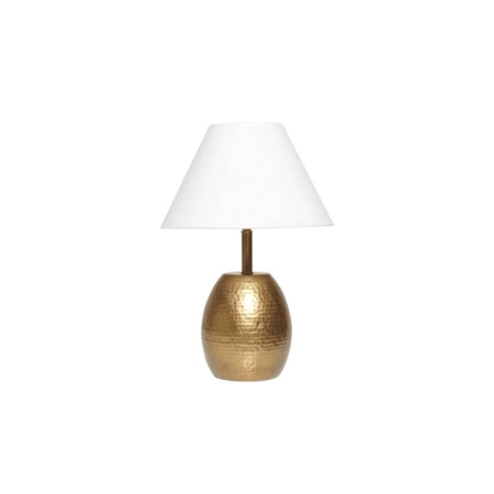 Boomer Iron Brass Base Cotton Shade Table Light Lamp - White - Brass