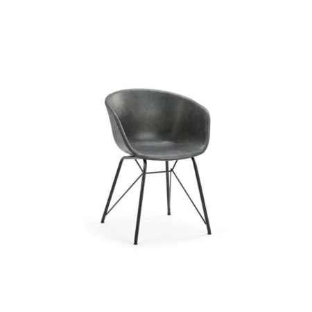 Emerson Premium PU Leather Kitchen Dining Chair Armchair - Charcoal - Charcoal