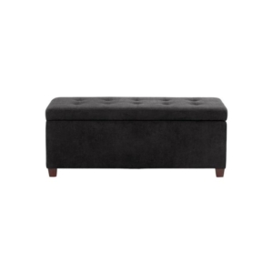 Fabric Storage Box Ottoman Foot Stool Bench - Black - Black