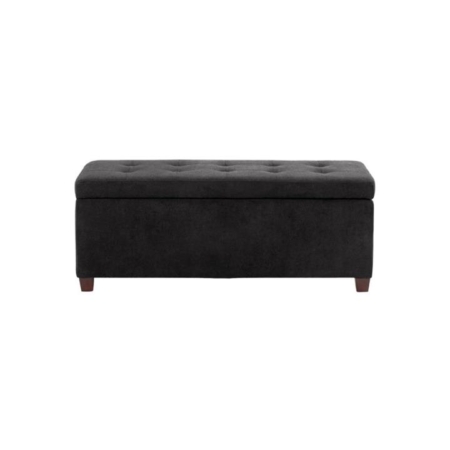 Fabric Storage Box Ottoman Foot Stool Bench - Black - Black