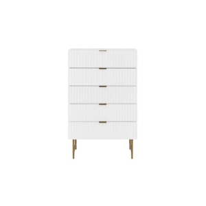 Edinburgh Modern Chest of-5 Drawers Tallboy Storage Cabinet - White - White