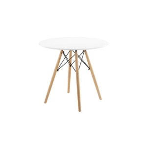 Eames Replica Wooden round Kitchen Dining Table 80cm - White