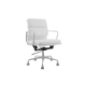 Eames Replica Standard Aluminium Padded Low Back Office Computer Work Task Chair - White Leather - White