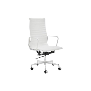 Eames Replica Standard Aluminium High Back Office Computer Work Task Chair - White Leather - White