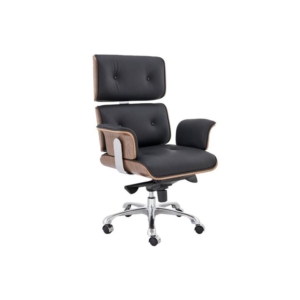 Eames Replica Executive Office Computer Work Task Chair Replica - Walnut/ Black Leather