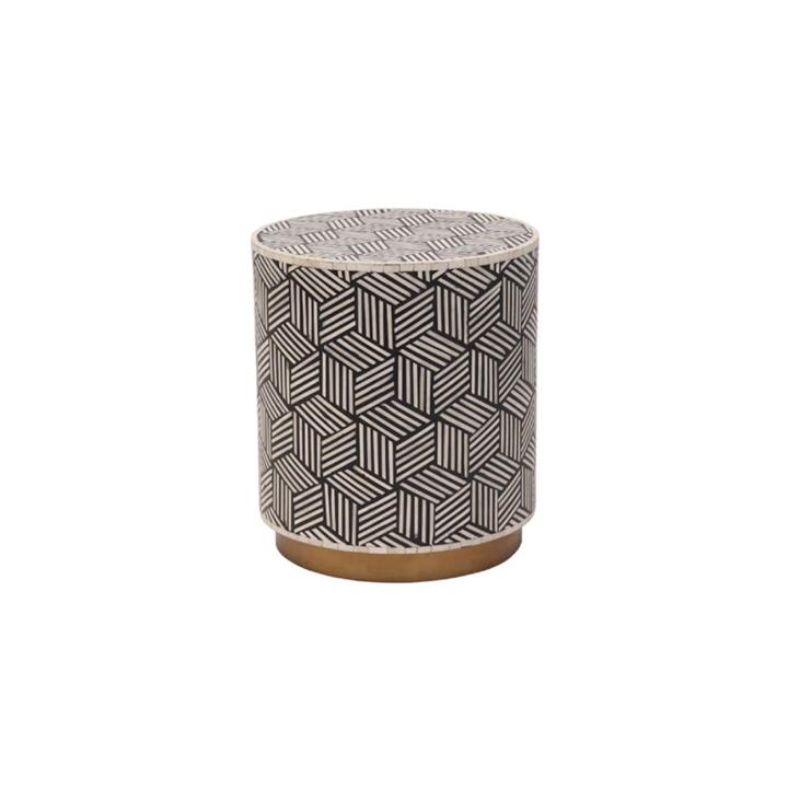 Cubis Bone Inlay End Lamp Side Table