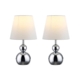 Elvin Classic Minimalist Touch Iron Table Lamp Light Fabric Shade - Chrome and White