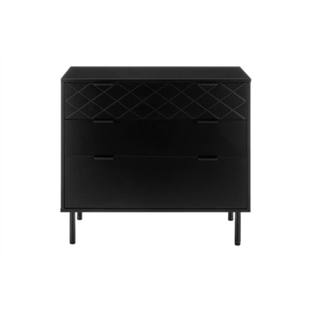 Christian Modern Chest of 3-Drawers Lowboy Storage Cabinet - Black - Black