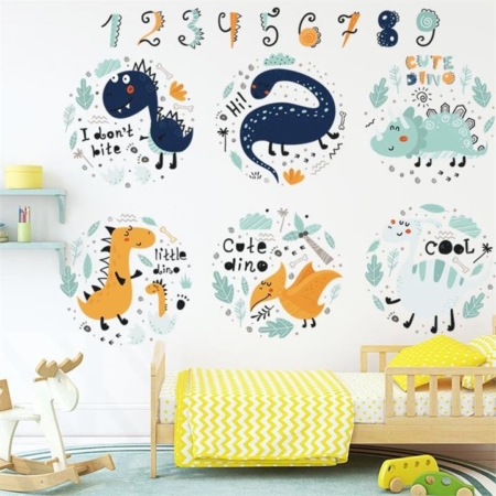 Dinosaur and Numbers Wall Sticker Decoration